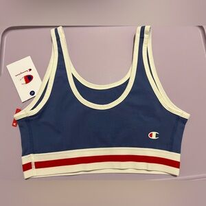 $24 New Champion Sports Bra - blue with red strips